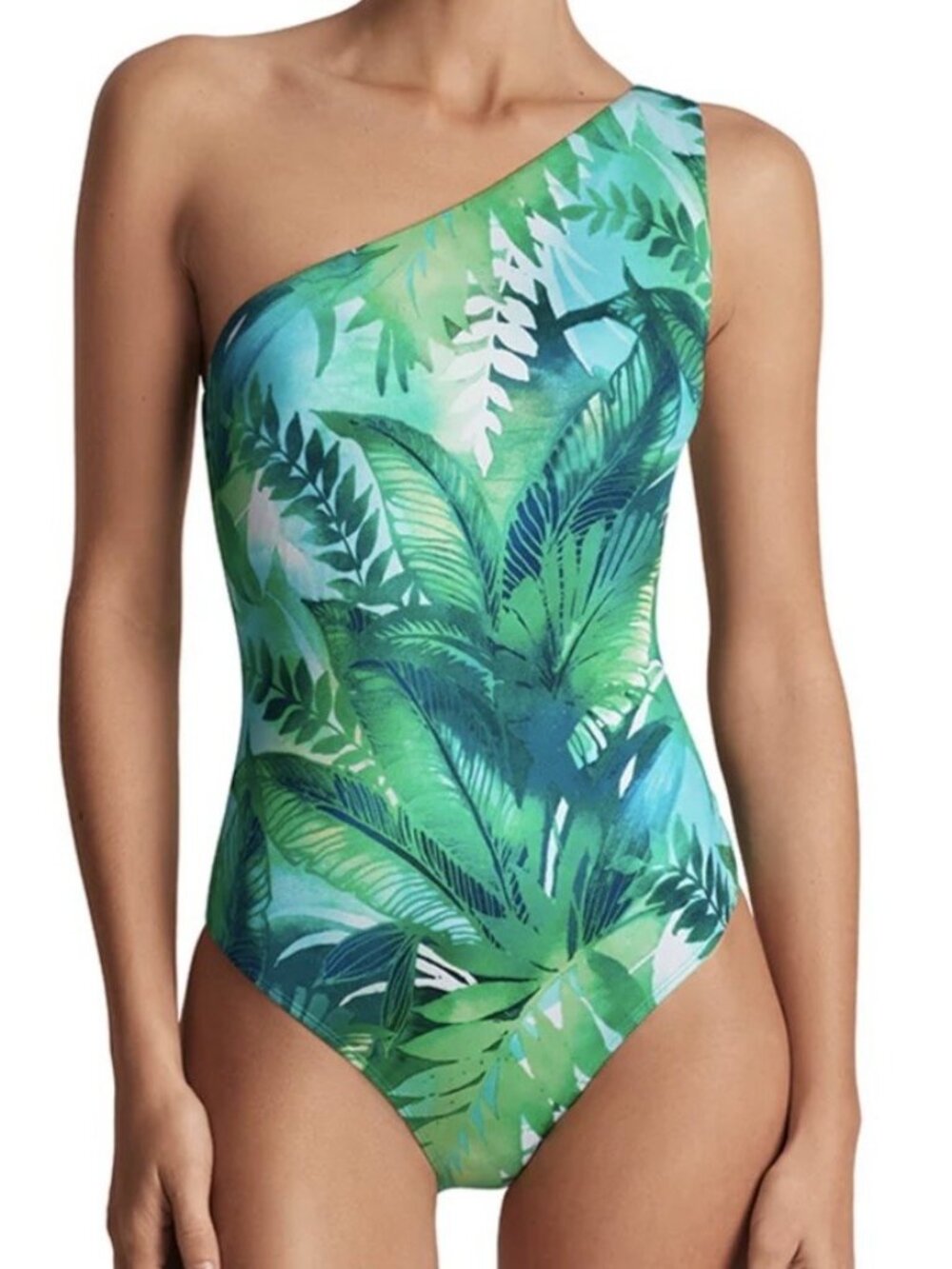 Ralph Lauren Size 12 Women's Cartago Palms One Shoulder One Piece Swimsuit New